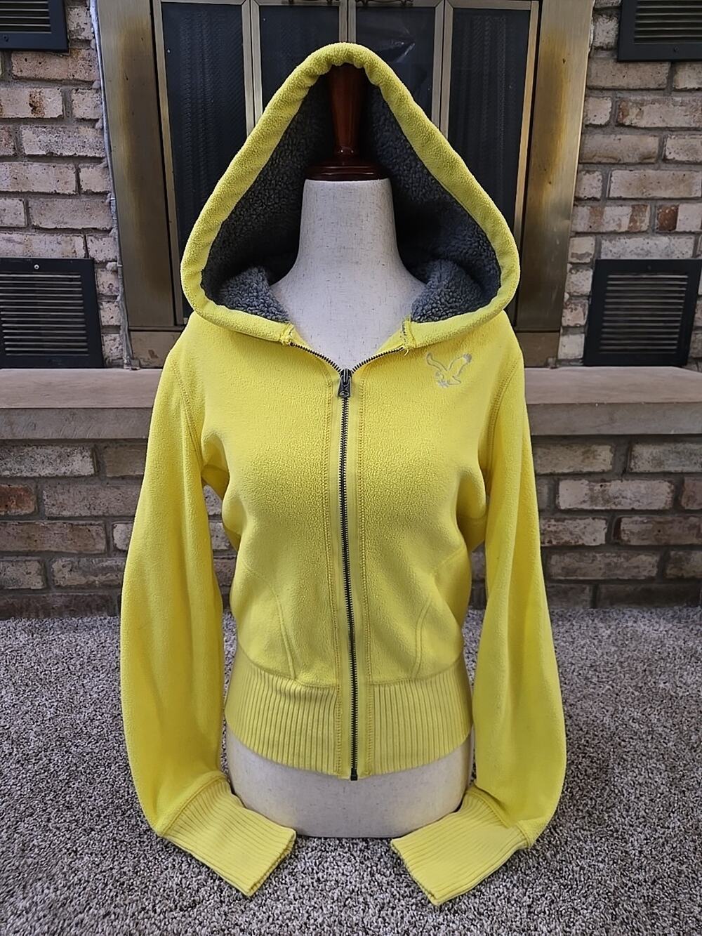 American Eagle Y2K 2009 Sherpa Lined Hoodie Full-Zip Sweatshirt Womans Sz Medium